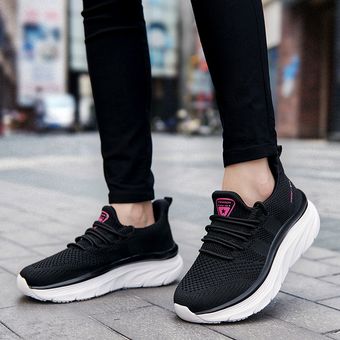 Zapatillas deportivas para caminar cómodas para mujer negro 