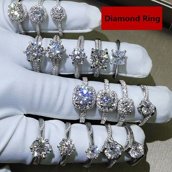 925 Diamantes De Laboratorio De Plata Esterlina Anillo De De 