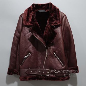 chaqueta gruesa y cálid ZAAHONEW-abrigo de piel de oveja para mujer 