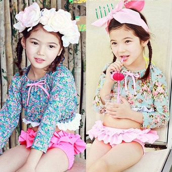 Baby Girls Kid Swimwear Bikini Faldas Tankini Patrón Floral Swimsuits 