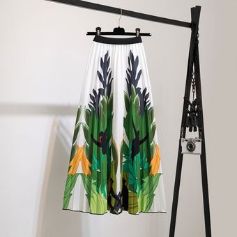falda elástica con estampado de dibujos an Falda plisada para mujer 