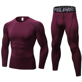 ropa de gimnasio de secado rápido Conjunto deportivo para correr para hombre camisa de manga larga y pantalones Rashguard mallas ajustadas para trotar 