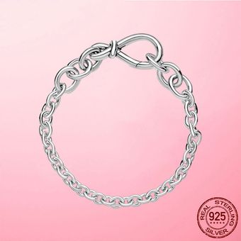 925 Pulsera De Cadena Sin Límites De Plata Esterlina Anudada 