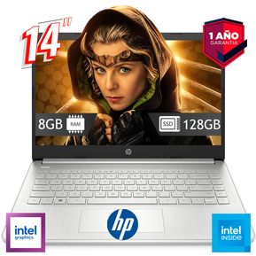Laptop HP 14" Intel - 128GB 8GB W11 - Año de garantia