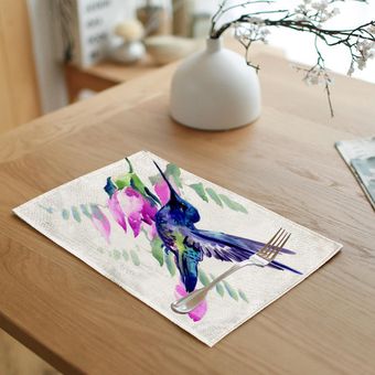 Servilleta de mesa con diseño de colibrí para pájaros mantel de Material de lino de 42x32Cm decoración de servicio de mesa Mantel Individual creativo 