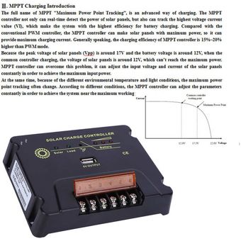 Cargador regulador de panel solar MPPT 12V  24V 20A CPY Placa de cont 