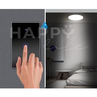 Interruptor Inteligente Wifi Happy Life 3 Vías Compatible Alexa Y Google  Home Color Negro