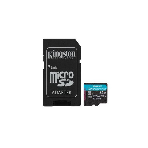 MEMORIA KINGSTON MICRO SDXC CANVAS GO PLUS 64GB UHS-I U3 V30 A2 CLASE 10 C/ADAPTADOR