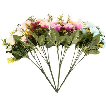 1pcs 10 cabeza artificial rosa flor hoja hogar decoración de boda nupcial ramo 