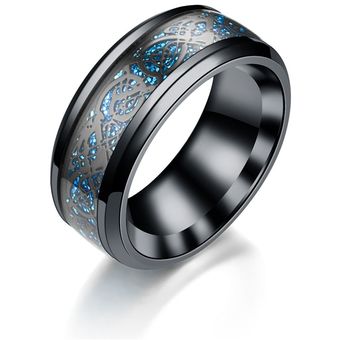 Anillo De Bodas De Acero Inoxidable Black Blue Dragon Joyas 