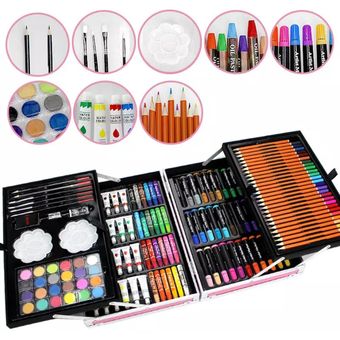 Set Kit Para Niños Colores 145 Pcs Arte Dibujo Creativo Infantil Rosa -  Luegopago