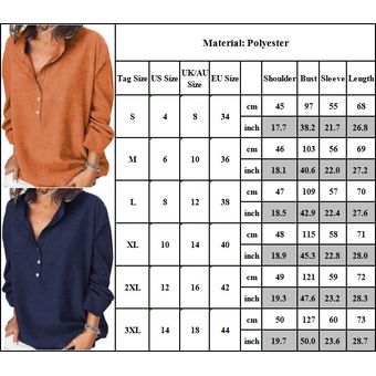 Blusa de manga larga holgada ligero Camisas de polo casual para mujer Naranja 