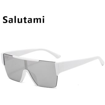 gafas de sol planas（#white silver） Gafas de sol cuadradas sin montura de una pieza para mujer 