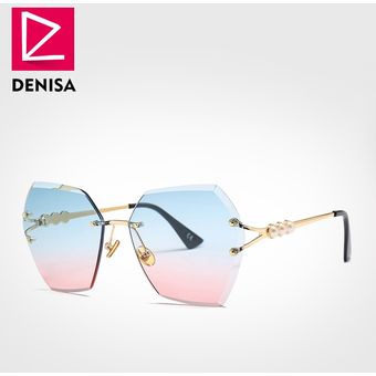 Denisa gafas de sol de perlas cuadradas sin marco diseñomujer 