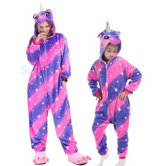 Pijama de franela de Animal para y niñas mono de unicornio mono de dormir pijama de Pegaso,-Purple Pegasus 