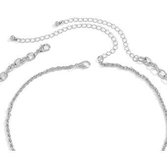 Collar de chogerminales de diamantes de imitación geométrica de moda colgante de cadena de doble capa 