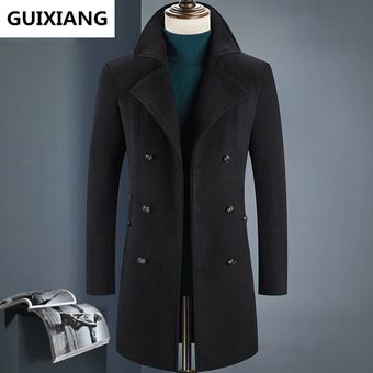Gabardina gruesa de moda para hombre con doble botonadura de invierno chaqueta rompevientos in HON 