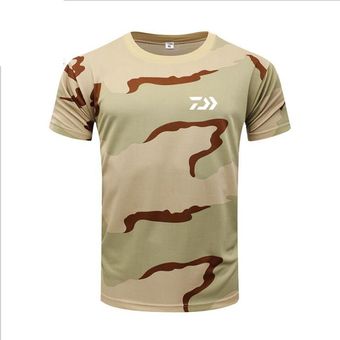 Camiseta de pesca de camuflaje para hombre transpirable para deportes al aire libre ropa de pesca de manga corta de verano de secado rápido 