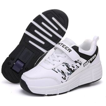 zapatillas de deporte para hombre con rueda única y doble white-one#Zapatos de patines para niños y adultos Tenis para caminar 