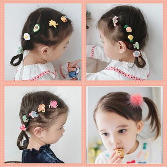 61020 udsSet niños acrílico adorable fruta flor cintas del pelo para bebés niñas Nylon gomas bandas de caucho Niños Accesorios para el pelo 