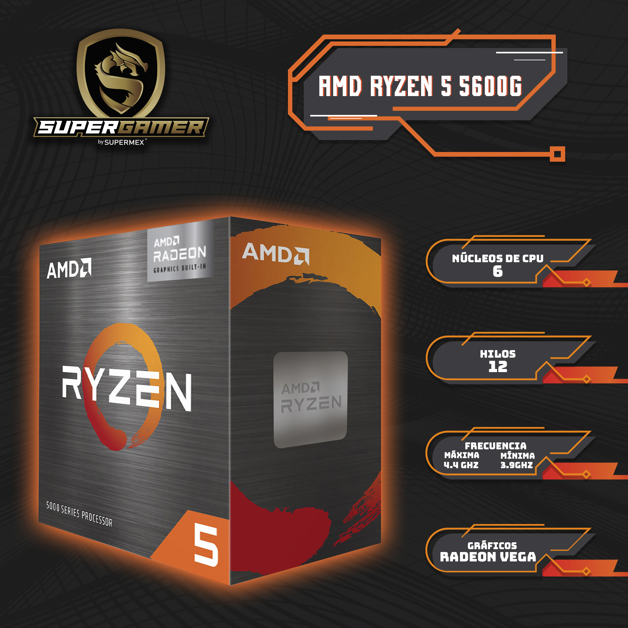Pc Super Gamer Grizzly Ryzen 5 5600g 3.9 GHz 8gb SSD 240 GB SG-RZ014