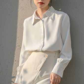 Camisa casual de holgada de manga larga mujer Blanco | Linio México - GE598FA00Q773LMX