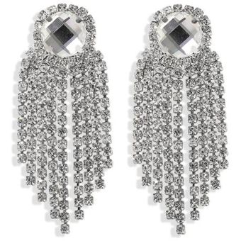 Girlgo Silver Crystal Pendientes Colgantes Femeninos Glamour 