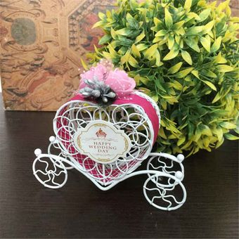 10 Uds Forma de corazón romántico carruaje caja de caramelos decora 