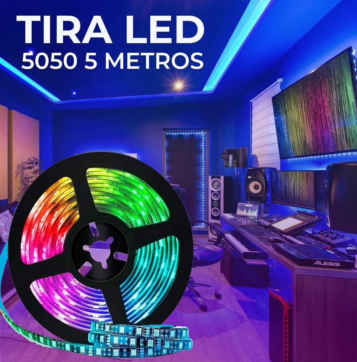 Tira Led Multicolor Rgb 5050 Rollo 5 Metros Luces Decoración Dosyu