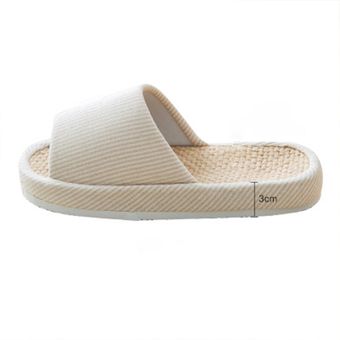 Chanclas de estilo bohemio Harajuku para mujer WOT #beige02 zapatos de playa de lino de diseñador para el hogar Cómodas pantuflas de cama Unisex 