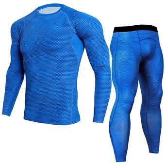 diseño de serpiente Rashgard ropa interior térmica de para #Blue-trousers 2PC Camiseta de manga larga para hacer ejercicio 