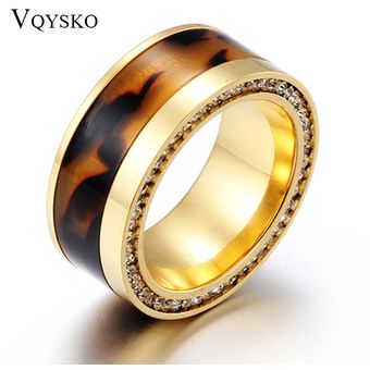 Diseño De Marca De 10 Mm De Ancho Rhinestone 316l Anillo De 