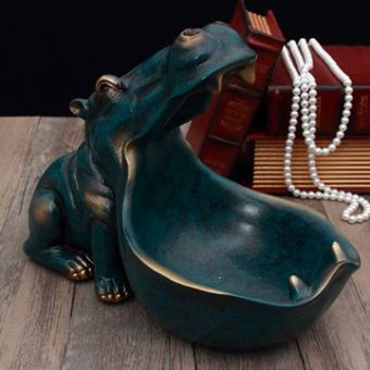 Resina Hippo Estatua muñeca clave caramelo contenedor de tablas decoración de los accesorios 