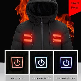 Alta calidad chaquetas calientes chaleco abajo de algodón hombres mujeres al aire libre abrigo USB calefacción eléctrica chaqueta con capucha cálida abrigo térmico invierno   black  2 