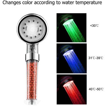 Cabezal de ducha colorido Hogar Baño 7 colores LED Cambio de luz de resplandor 