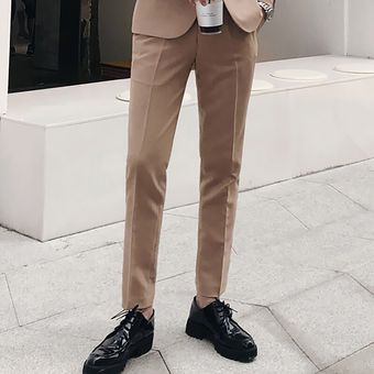#khaki Pantalón pantalón con cinta lateral para Hombre traje Formal para Hombre pantalones elegantes de oficina para Hombre XYX pantalones ajustados 