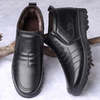 Botas de nieve de marca de lujo para hombre botines cálidos y gruesos botas de seguridad de cuero Formal para negocios y oficina 