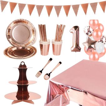 Mantel con brillo de oro rosa para decoración de mesa de cumpleaños de novia va 