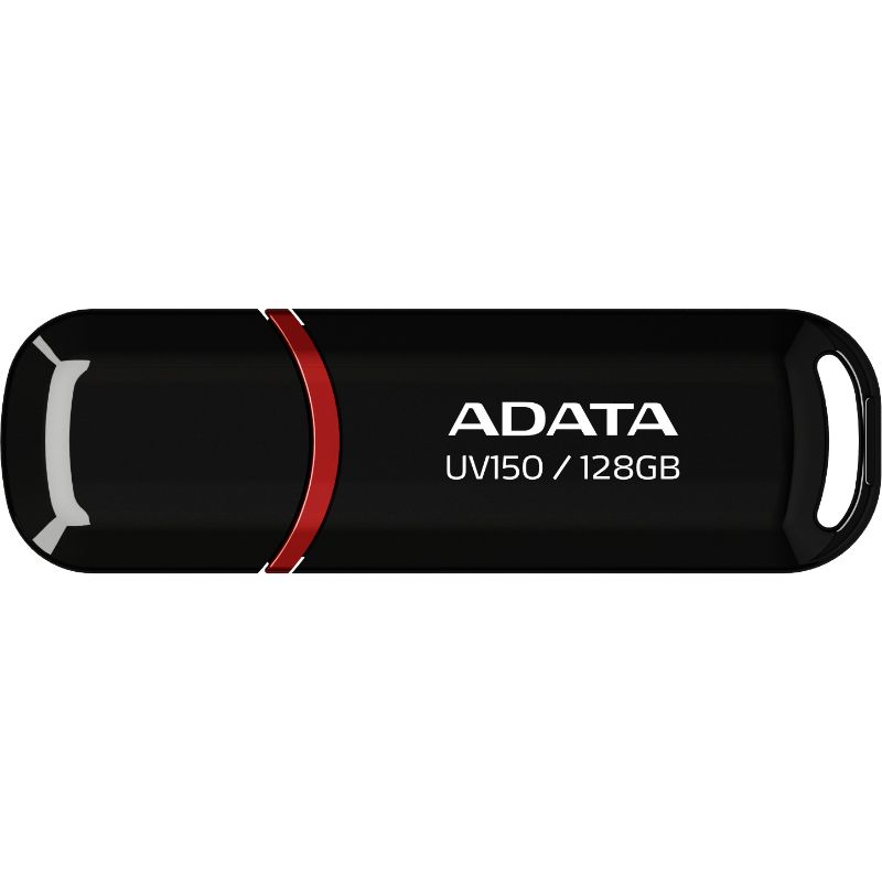 ADATA Memoria Flash USB 3.2 Gen1 UV150, 128GB, con Tapa, Color Negro con Rojo