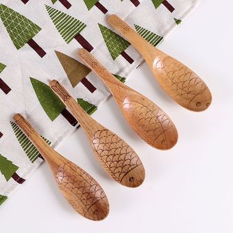 Cuchara de pescado de madera tallada Chestnut Durable práctico práctico de alta calidad. 