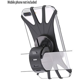 Soporte para teléfono de silicona soporte de la bicicleta 360 grados de rotación de bicicletas móvil Negro 