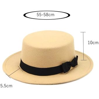 sombrero Fedora de ala ancha de fieltro para invierno y otoño WAN（#3） Sombrero plano de fieltro de Jazz de lana artificial para mujer 