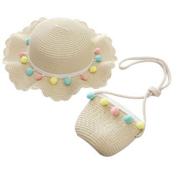 Sombrero de paja con protección solar para ni #beige sets 
