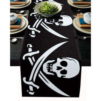 Camino de mesa de calavera pirata decoraciones modernas para boda, 