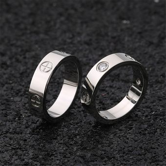 Anillo De Tornillo Cruzado Femenino Accesorios De Acero Oro 