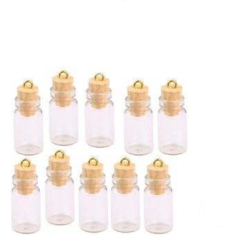 10x Botellas De Vidrio Transparentes Minúsculas DIY Deseando Colgante 