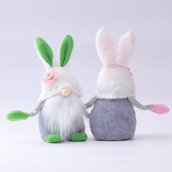 Easter Bunny Gnome Spring Grey Stripe Gnomes Hecho A Mano Rabbit Regalos Tomte Elf 