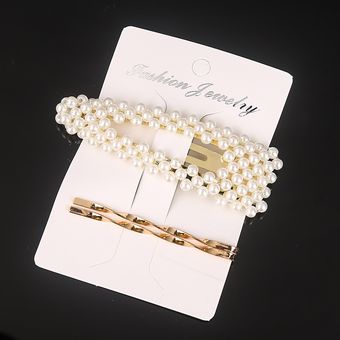 3 unids set horquillas de moda pasadores perlas acetato geométrico pinzas de pelo para mujer niñas dulces accesorios para el cabello style 3 5 