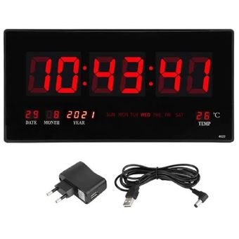 GENERICO Reloj digital pared led fecha temperatura