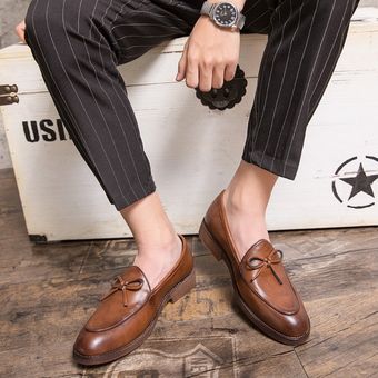 Zapatos de cuero 2019 Talla Plus para hombre Flat Casual Oxfords Formal Boda Negocios 